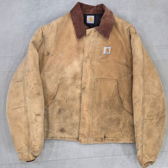 Carhartt Other - Carhartt jacket men's estimated size XL Tall tan canvas quilt lining ribbed cuff